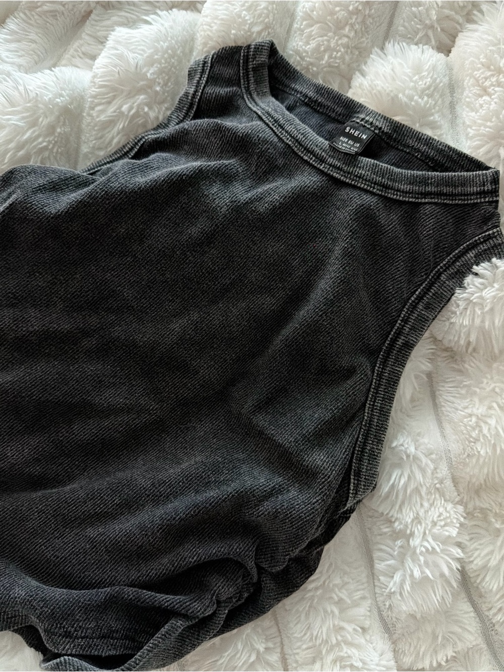 SHEIN Washed Charcoal Ribbed Tank Top